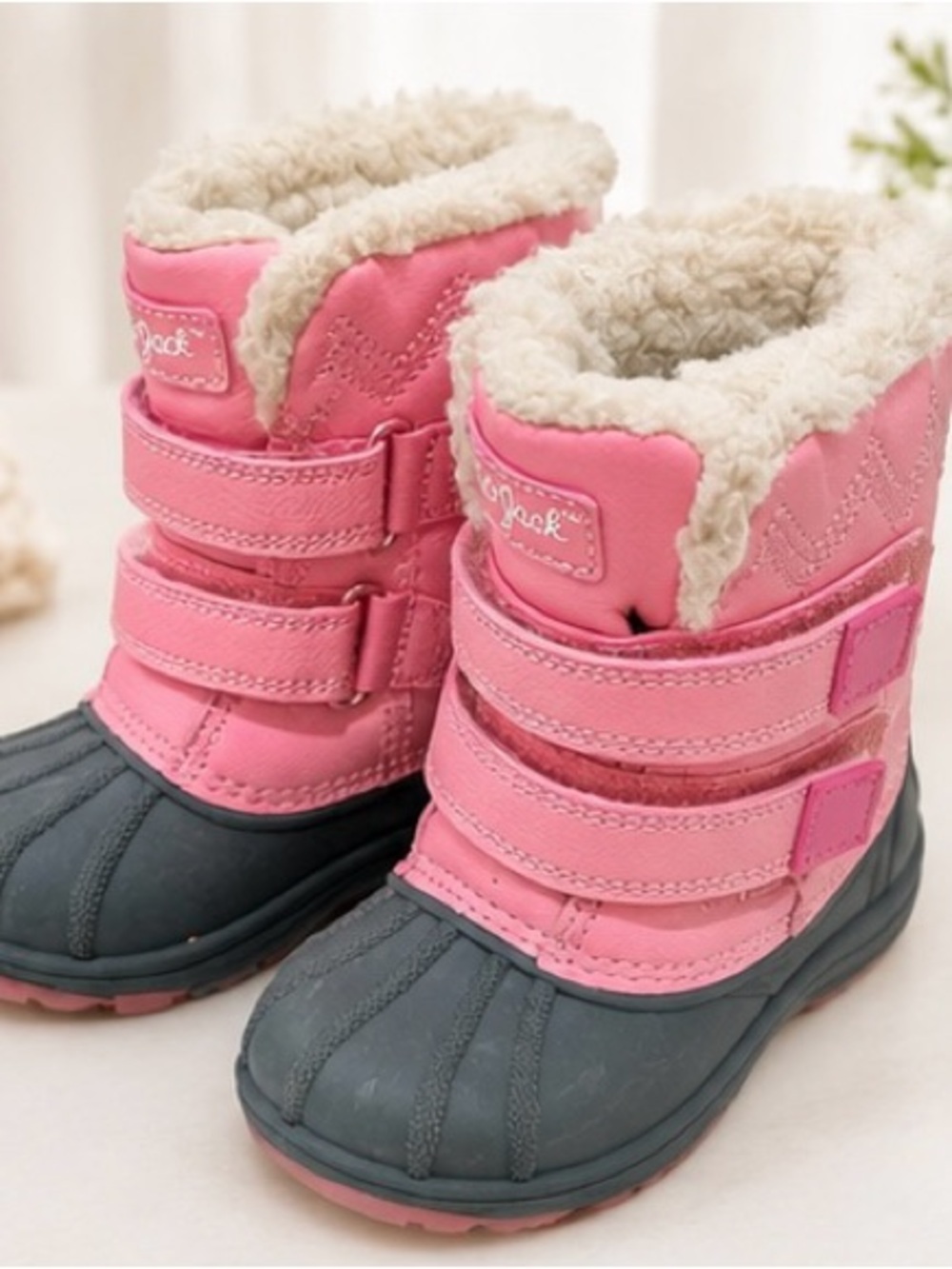 Cat & Jack Pink and Gray Girls' Winter Snow Boots